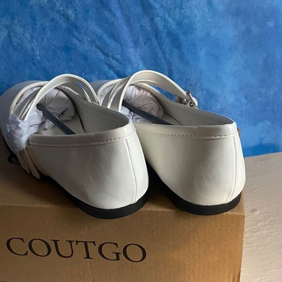 Women's White Buckle Flats sz 7.5, 4A-1311s003 - Picture 3 of 6